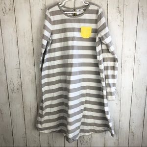 Hanna Andersson Grey White Striped Dress 140 (10)